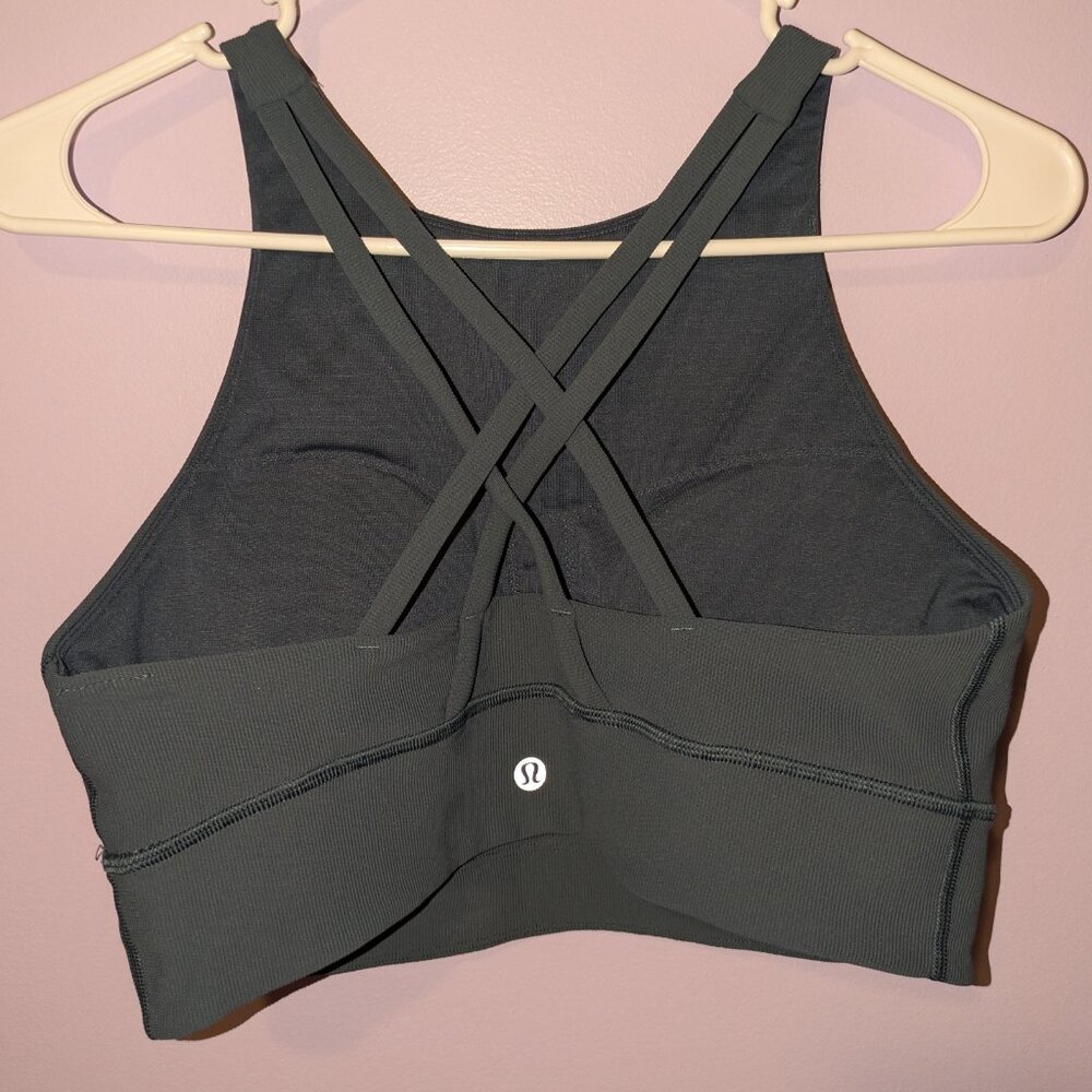 Lululemon Ribbed High Neck Sports Bra (Iron Blue)